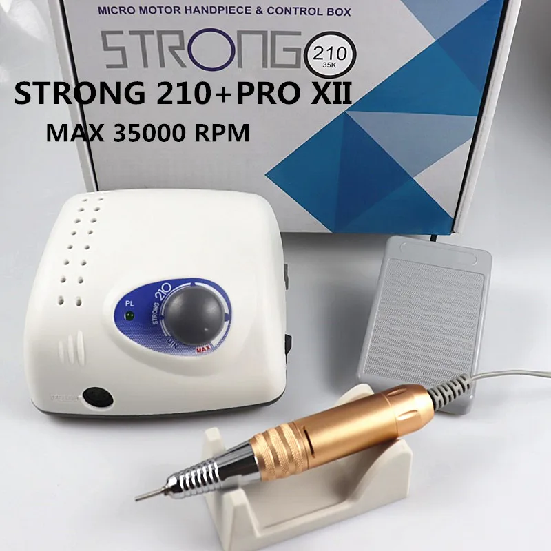 Strong 210 PRO XII Nail Drill 65W 35000 Machine Cutters Manicure Electric Nail Drill Milling Manicure Machine Polish Nail File 2