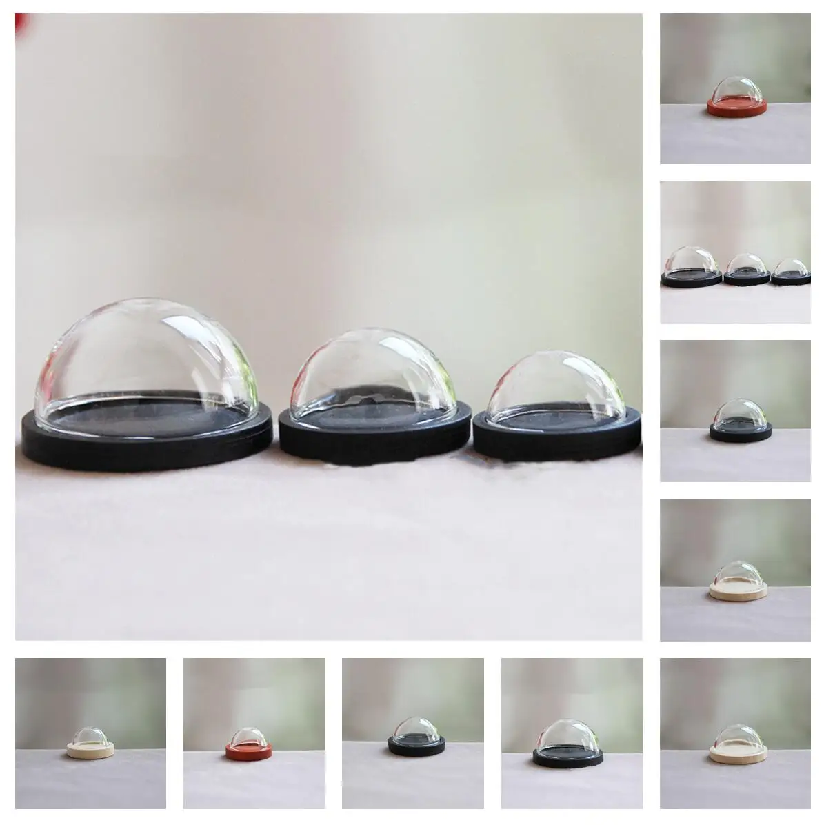 50/100X 12/20/25/30/40mm 반구형 유리 디스플레이 돔 클로슈 나무 받침대 장 디스플레이 돔 케이스 글로브 인형집 장식