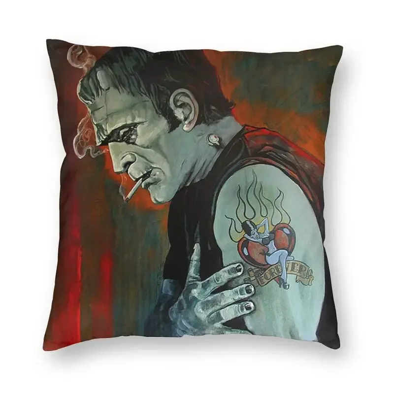 

Broken Hearted Frankenstein Monster Tattoo Art Cushion Cover Print Floor Pillow Case for Sofa Custom Pillowcase Home Decorative