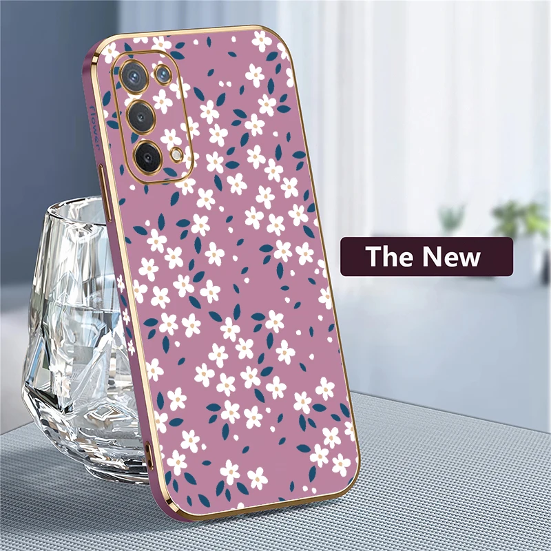 Elegant Floral Shockproof Silicone Phone Case with Plating Finish