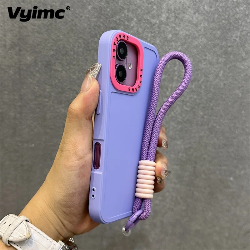 Stylish Wrist Strap Bracelet Phone Case with Colorful Lens Bumper Cover