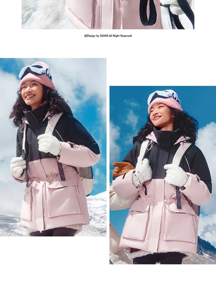 Chaqueta de plumas para mujer, de longitud media, con tres capas, suelta, con almacenamiento de calor, mangas raglán, nueva chaqueta de invierno a juego con la cintura.