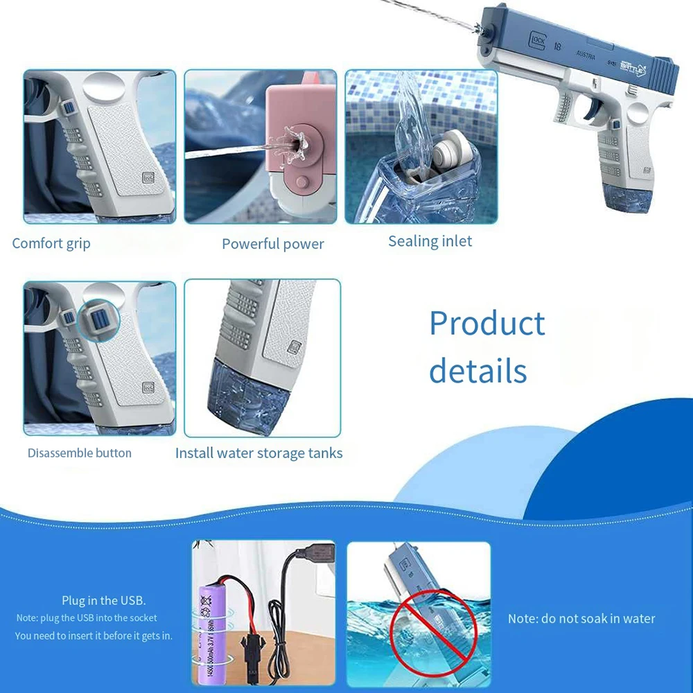 Automatic Electric Water Gun 500cc Large Capacity Super Strong Distance 10m Children and Adults Leak Proof Water Battle 4