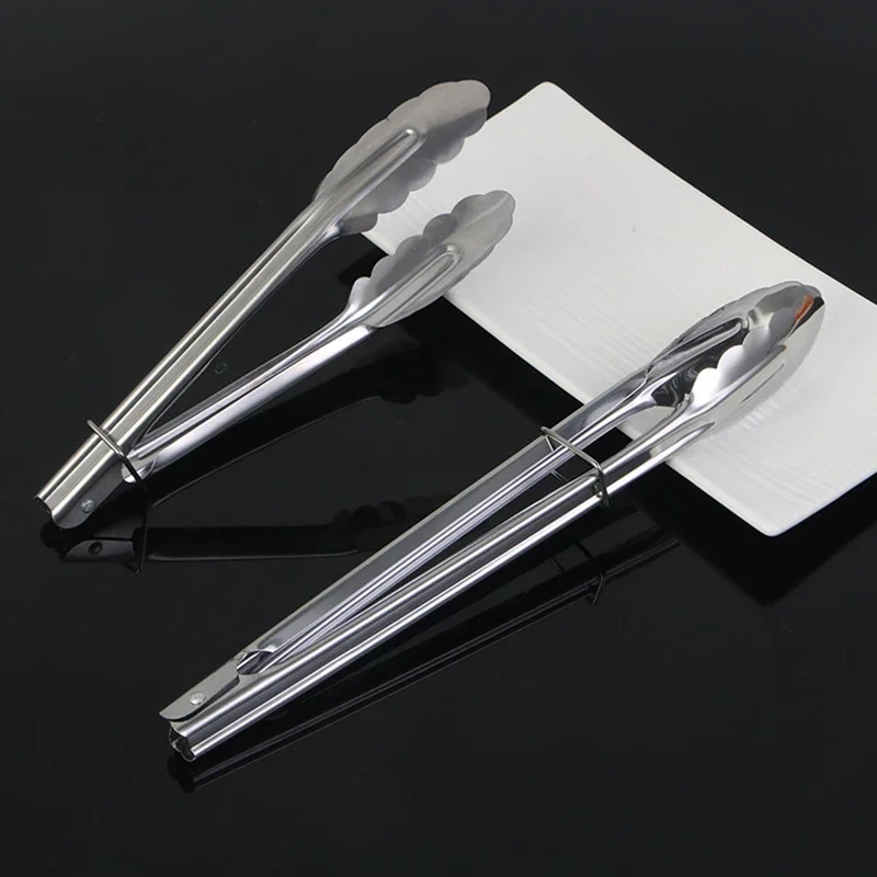 5-Size 304 Stainless Steel Food Tongs Barbecue Steak Bread Clip Vegetables Fruits Salad Buffet Clamp Kitchen Accessories