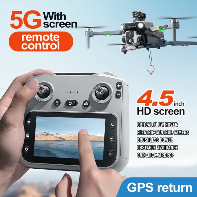 New K19 MAX GPS Drone Professional 8K Camera Aerial FPV Brush Avoiding Obstacle with Large Screen Remote Control Folding Drone 2