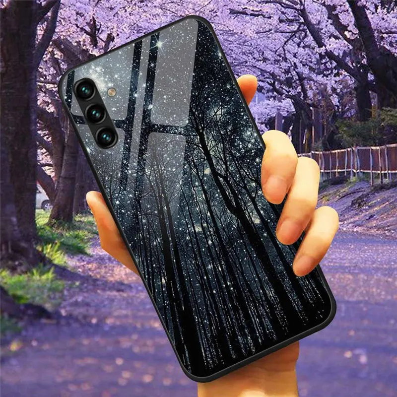 Tempered Glass Hard Cover Case for Samsung Galaxy - Space Design
