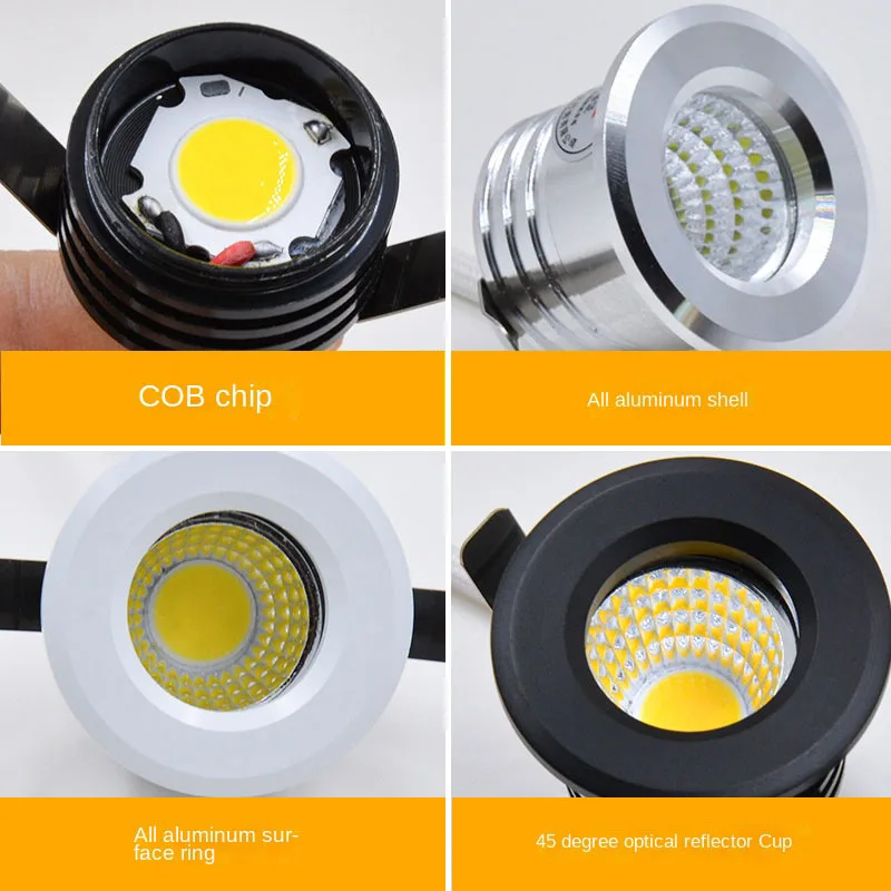 Mini Downlight Recessed Ceiling Lamp, Indoor Room, Stair Step, Step Decorative Lighting, Home, Cabinet, Downlight, 3W, 110-220V