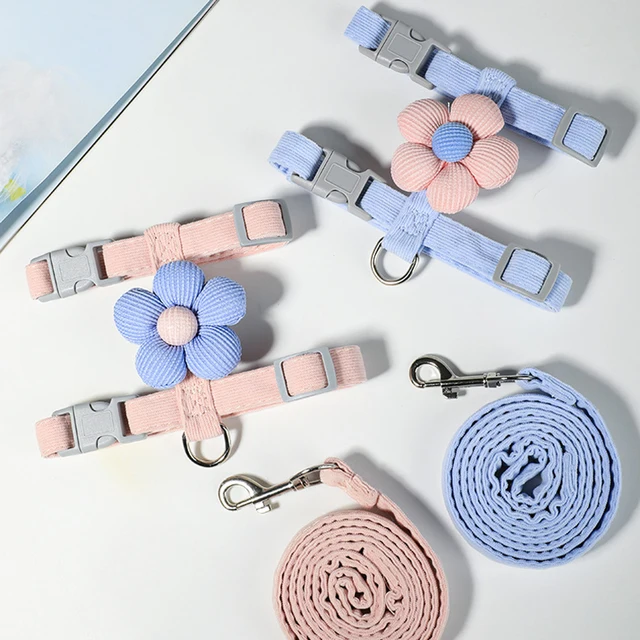 Cat Harness and Leash Sets Adjustable Dog Harness for Small Dog Leash Breashable Pet Harness Out Walking Dog Strap 3