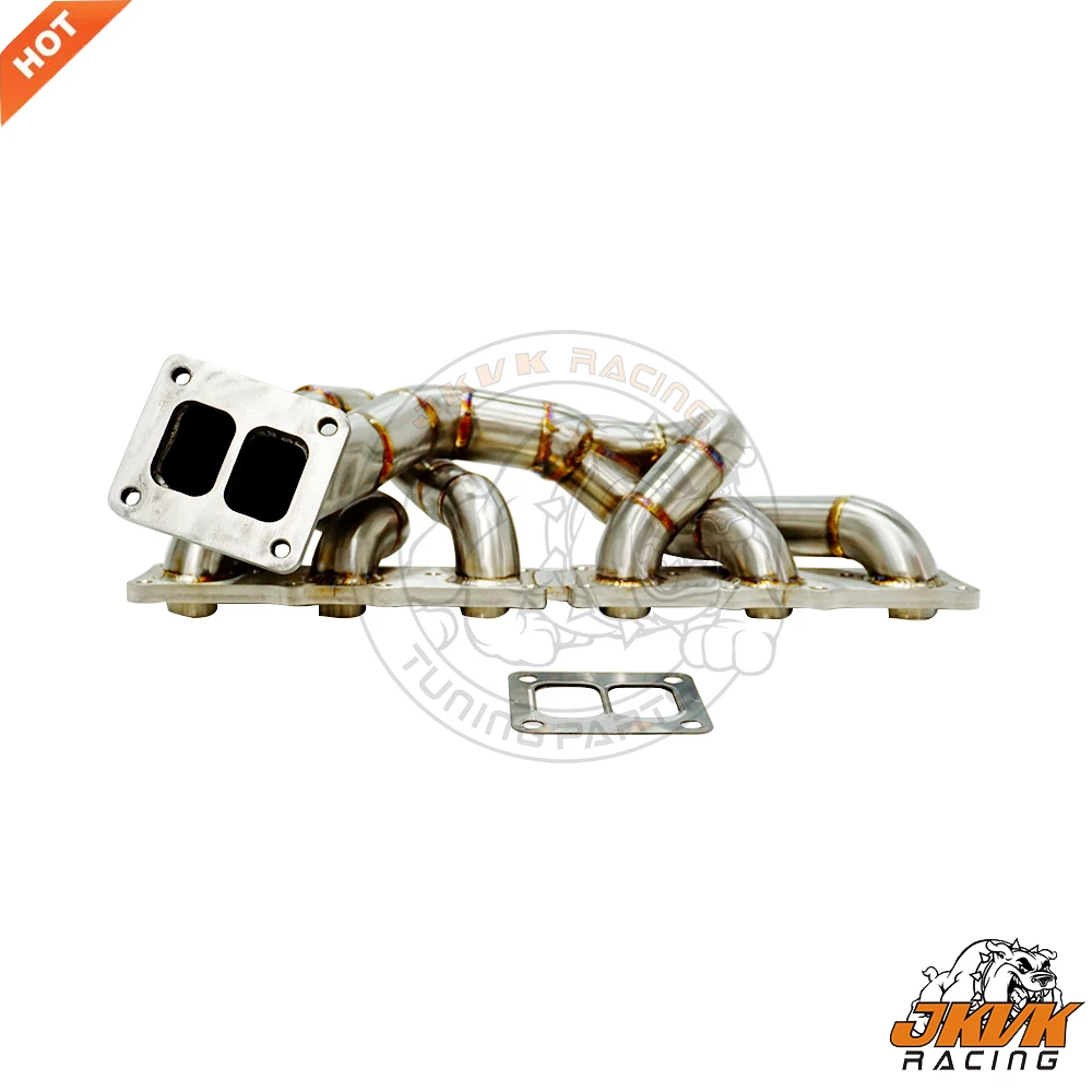 JKVK RACING SS304 42 мм OD матовая поверхность 3,0 мм толщиной T4 одиночный турбоколлектор для BM W 135i 335i N54 Верхнее Крепление