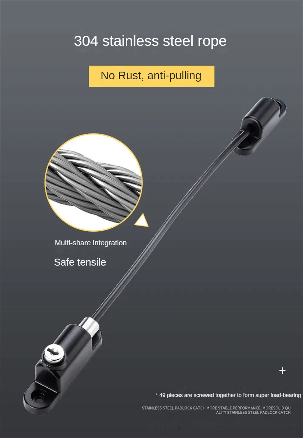 Description Picture 4 of itemSet Window Door Cable Restrictor Ventilator Baby Kids Child Safety Security Chain Lock Kits Stainless Steel