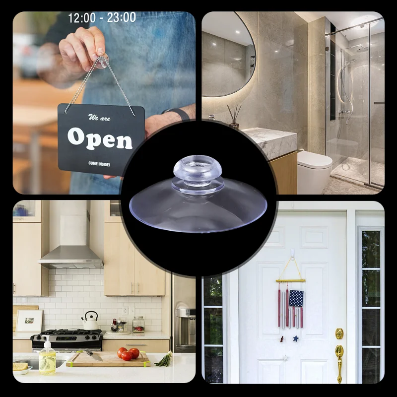 Description Picture 6 of item50/2pcs Mushroom Head Sucker Hooks PVC Transparent Suckers Home Organizers Hanging Suction Cups Car Window Decor Suction Pads