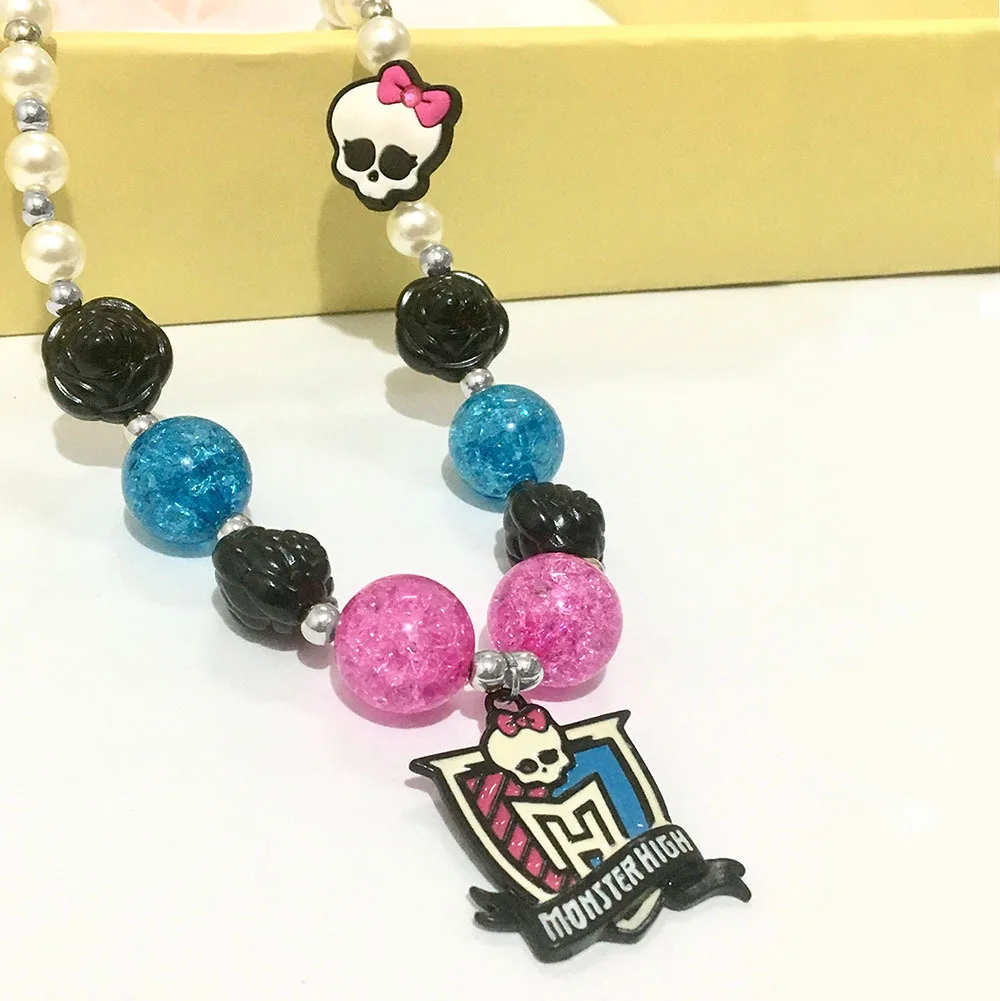 New Style Halloween Skeleton Necklace Fashion Punk Gothic Pink Bow-Knot Skeleton Comedy Animation Series Pendant Necklace Gifts 4