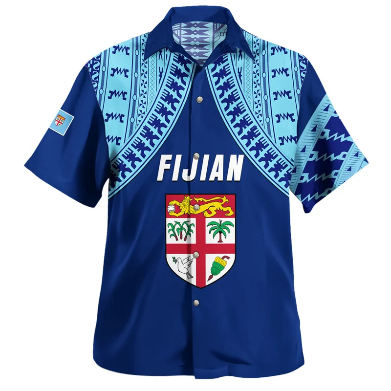 Harajuku 3D Printing Philippines Fiji Flag Emblem Rugby Shirts Fiji Coat Of Arm Graphic Short Shirts Men Hawaiian Clothing Tops cotton t shirt