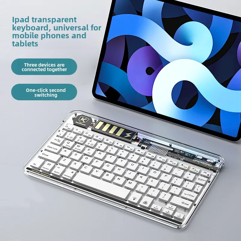 Suitable for iPad, computer, bluetooth keyboard, multi-system device, silent, thin, portable, transparent backlit keyboard