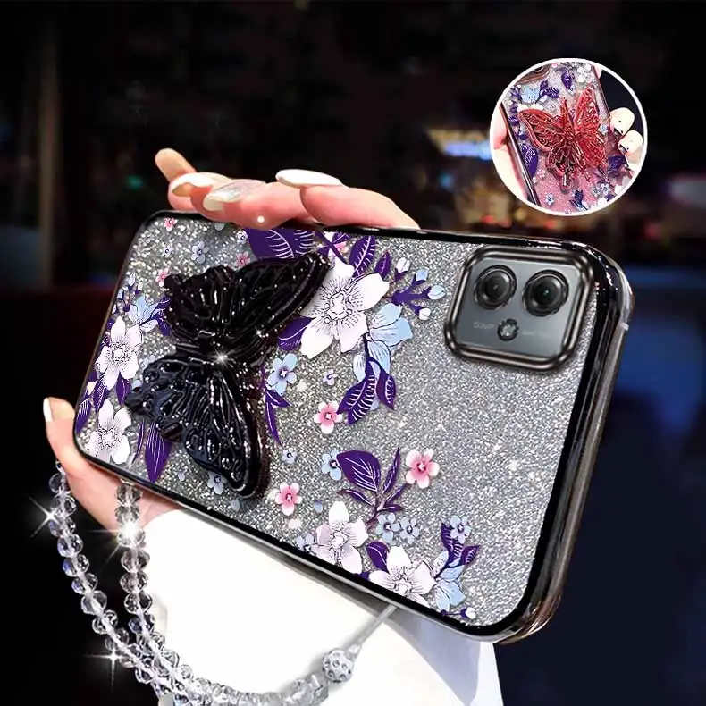 Purple Orchid Plating Bracelet Holder Phone Case