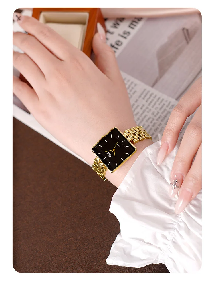 Men Watch Business Simple Square Couple Watches Waterproof Stainless Steel Premium Ultra Thin Women Fashion Quartz Wristwatches