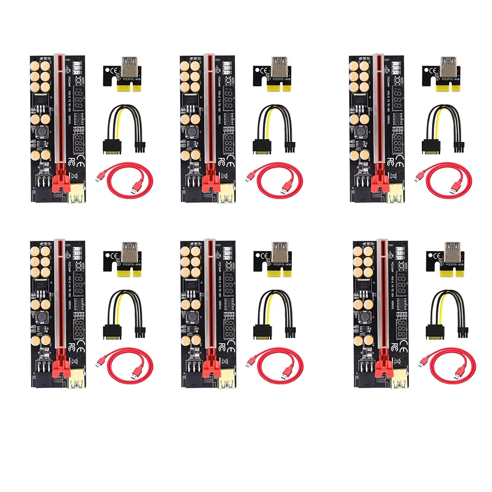 

Новейшая карта VER016 Riser 016 PCI-E, Температурное напряжение, GPU X16 6Pin USB Майнинг, Райзер, PCIE карта для видеокарты (6 комплектов)
