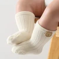 Cute Bear Baby Socks Leg Warm Autumn Toddler Long Socks Pure Color Soft Cotton Infant Sock Newborn First Walkers Footwear 아기양말 4