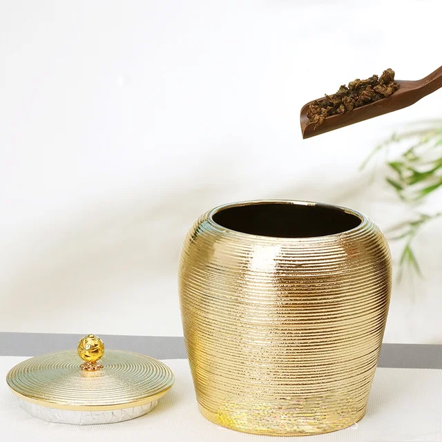 Luxus Arany Kerámia Tárolóedény Porcelán Lezárt Doboz Nagy Kapacitású Étel Konténer Kávébabe Tea Caddy Kézműves Díszek Ajándék - Image 3