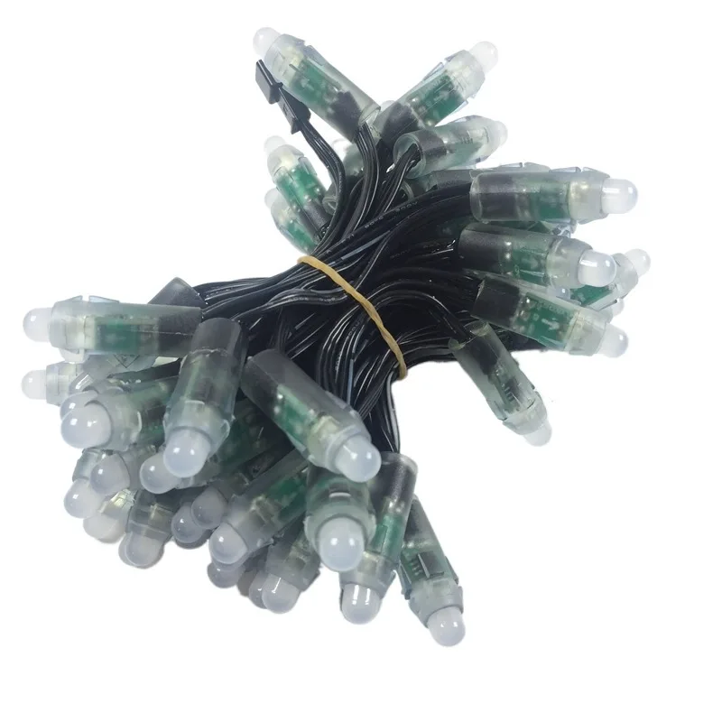 

50 шт. DC5V/DC12V 12 мм WS2811 IC RGB светодиодный пиксельный модуль строка черный провод водонепроницаемый IP68 цифровой полноцветный светодиодный пиксельный светильник