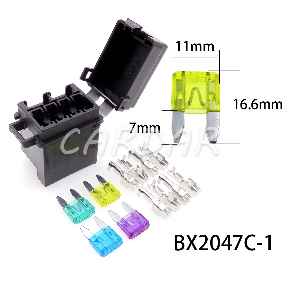 1 Set 4 Way BX2047C-1 BX2047C-2 AC Assembly Micro In-line InLine Fuse Holders Without Fuses Mini Blade Type Fuse Holder fuse holder fuse box holder