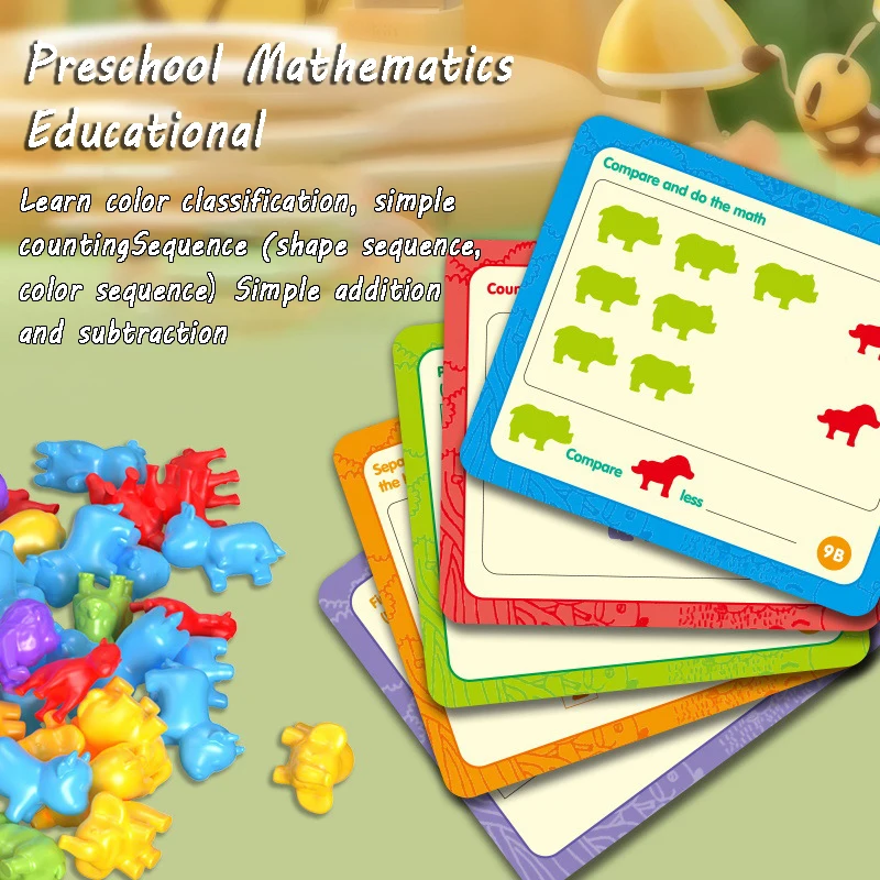 Kid Animal Sorting Sensory Toy Montessori Color Matching Math Counting Addition Subtraction Learn Game Preschool Educational Toy