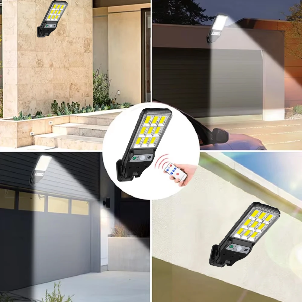 Solar Wall Lamp, 9-Grid COB LED Motion Sensor Outdoor Light, Waterproof Garden Courtyard Path Lighting with Multiple Modes 3