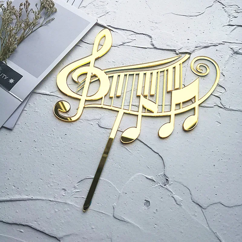 Music Theme Acrylic Cake Topper Musical Notes Happy Birthday Cake Topper Party Supplies Cake DIY Decorating Supplies