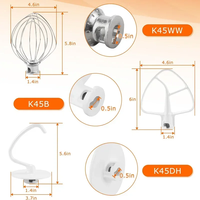 Stand Mixer Attachment Set of 3-Wire Whip / Dough Hook / Mixing Paddle Fit For Kitchenaid Mixers mixer accessories