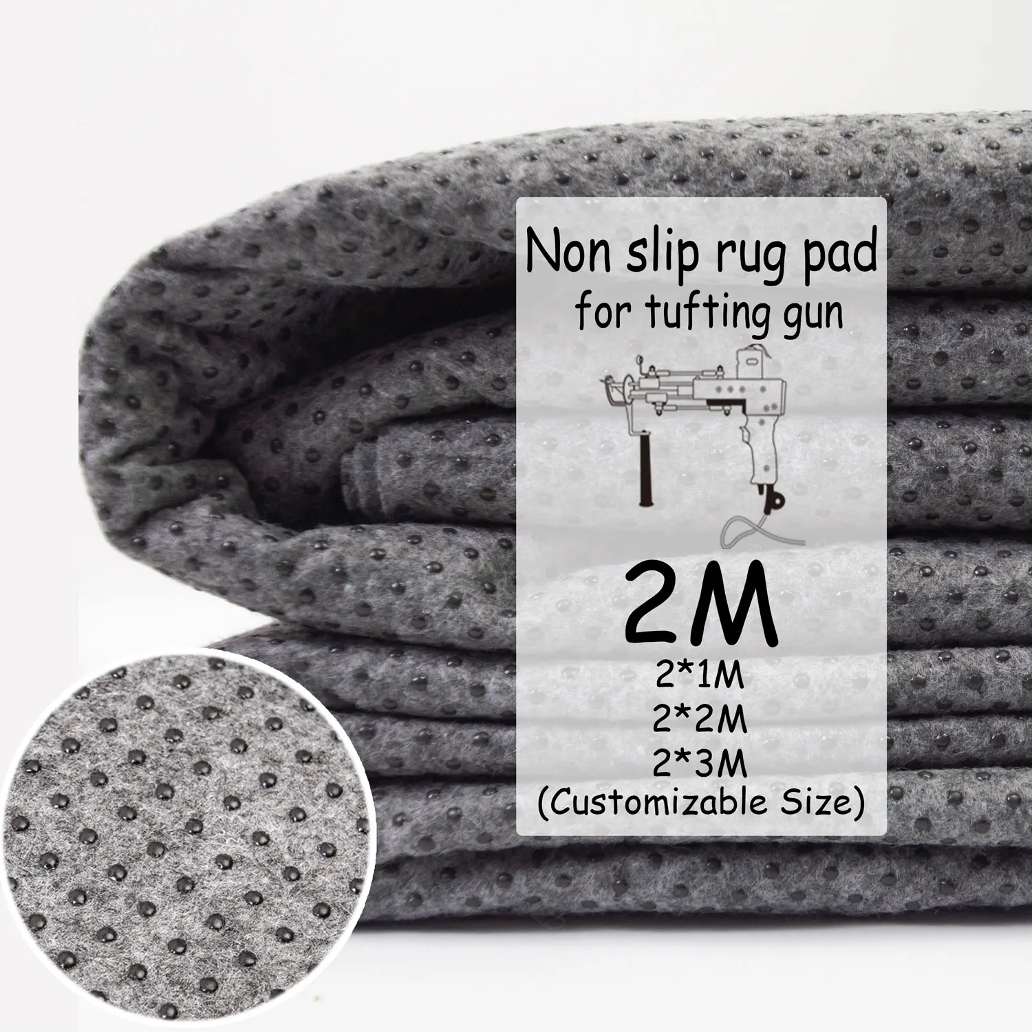도매 맞춤형 최종 백킹 원단 천 2*1m 터프팅 카펫 미끄럼 방지 러그 패드 폴리에스터 도트 카펫 보조 백킹 천