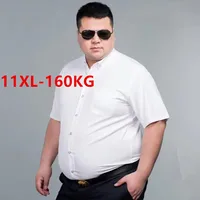 Men Short Sleeve Shirt Summer Casual Oversize Plus Size 7XL 8XL 10XL 11XL Fashion Basic Solid Twill Business White Dress Shirts 1