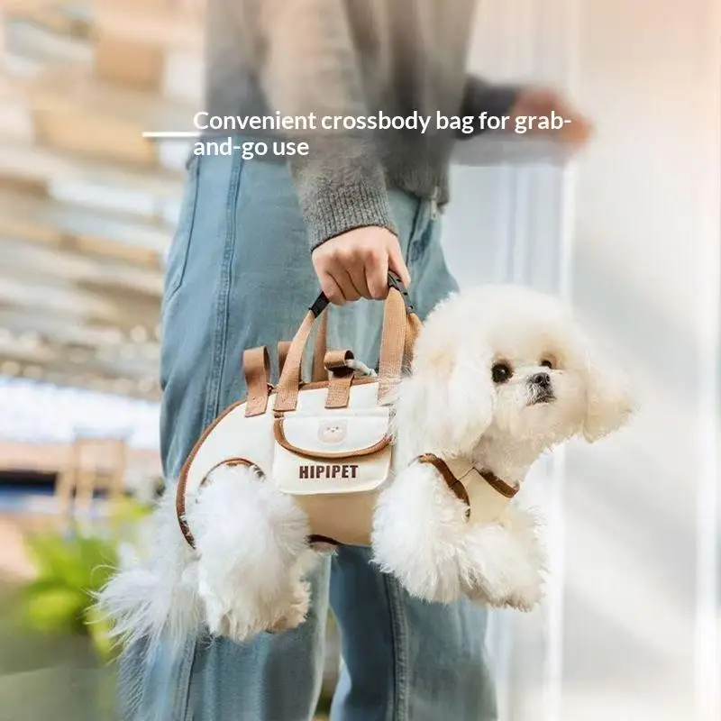 Borsa da trasporto portatile per animali domestici, cani e gatti, con clip per imbracatura, tracolla regolabile, per viaggi, escursioni e uso quotidiano - immagine 2