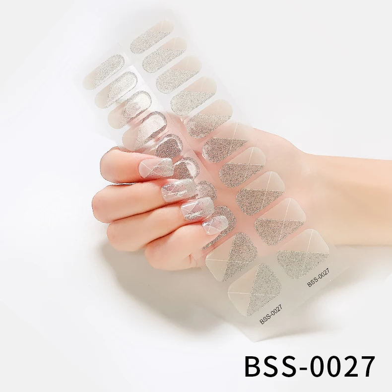 Semi Cured Gel Nail Polish Strips 20 Tips Nail Wraps Artist Self-Ashesive Girl Beauty Nails Sticker UV/LED Lamp Need 5