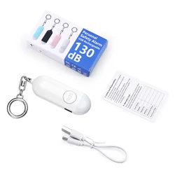 Enhanced Personal Safety Alarm with USB Rechargeable LED Flashlight and Emergency Siren (WHITE)
