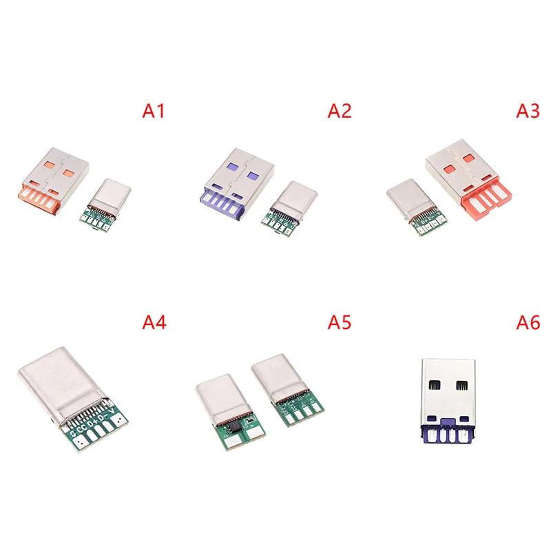 1 комплект быстрая зарядка USB Type-C 65 Вт 5A Штекерный разъем сварка с 5-контактной печатной платой + тип A Штекерный 6-контактный USB «сделай сам» OTG зарядка набор для сборки данных