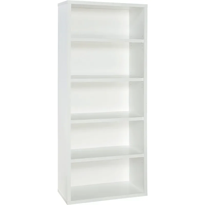 

ClosetMaid Bookshelf 5 Shelf Tiers Adjustable Shelves Tall Bookcase Sturdy Wood with Closed Back Panel White Finish