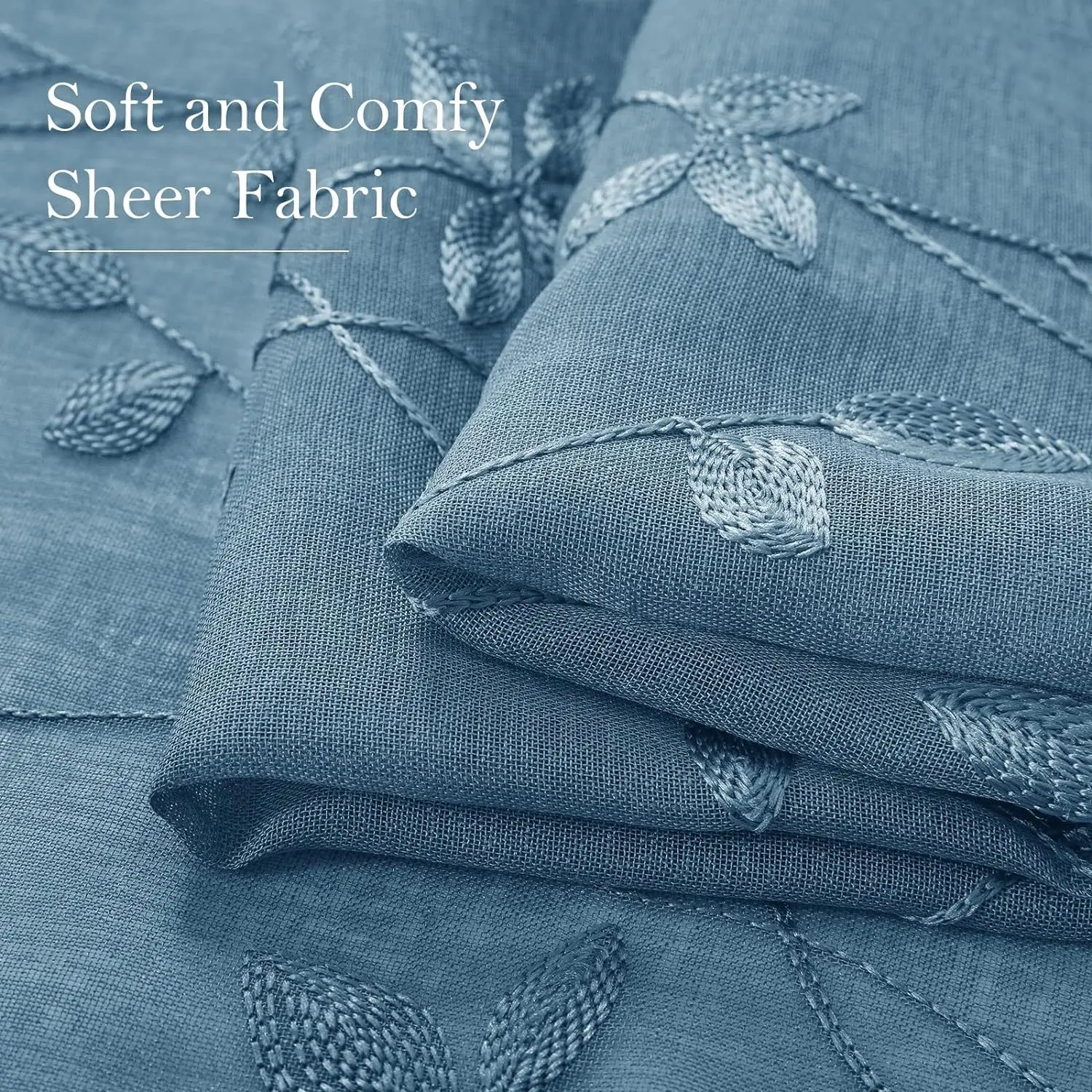 Embroidered Curtains with Transparent and Simple Embroidery for Bedroom and Living Room Decoration Curtains 2