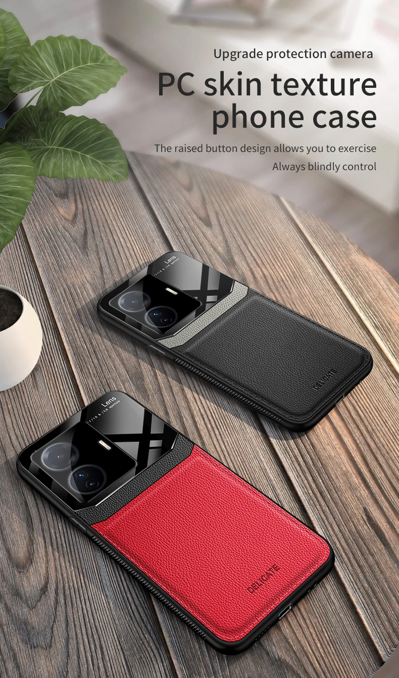 KEYSION Fashion Schutzhülle für VIVO T1 5G T1 Pro 5G India S15E, Leder, Glas, Silikon, Handyrückseite für IQOO Z6, stoßfest _voghion.com