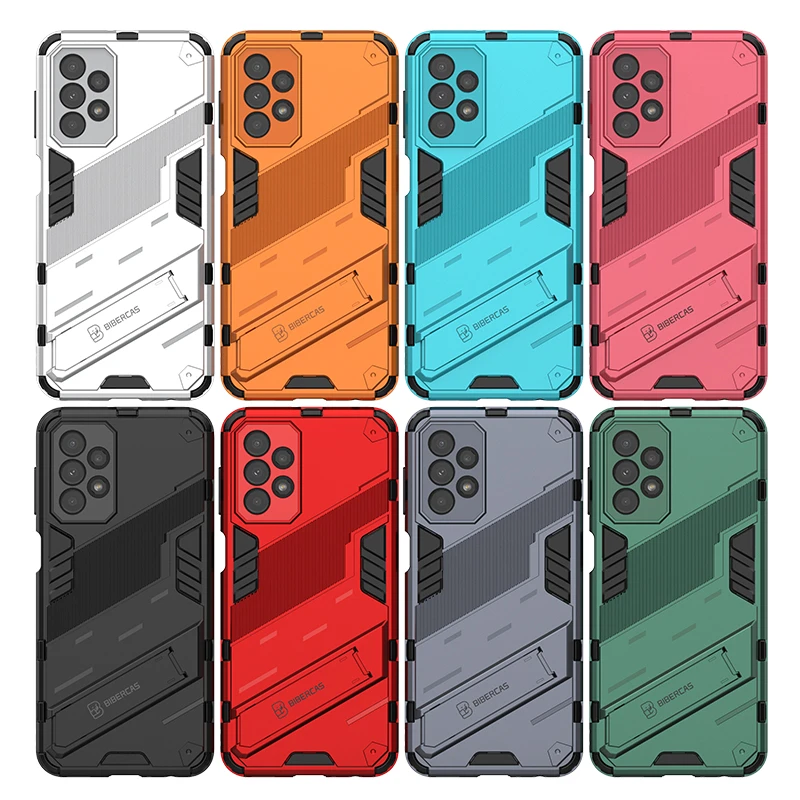 Luxury Shockproof Case For Samsung Galaxy S21 FE S22 Ultra Plus  a73 a22 A12 A13 A32 A52 A72 4G A53 A33 a52s 5g Slim Stand Cover best galaxy s22 ultra case