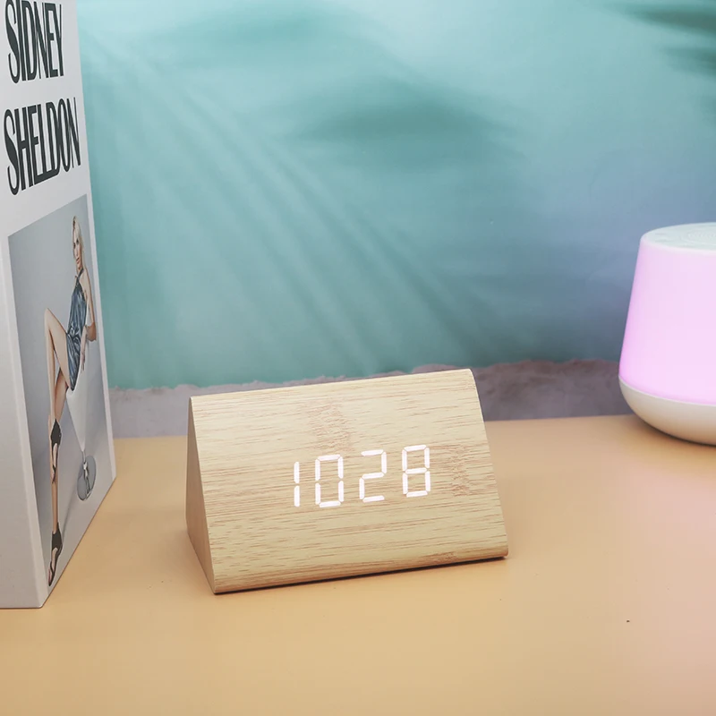 Description Picture 2 of itemWooden Digital Alarm Clock Time Date Temperature Display Desk Clocks for Bedroom Living Room Bedside Office NIDITON