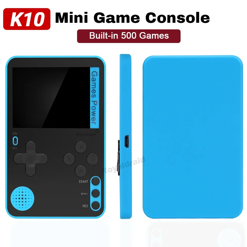 NEW K10 Mini Portable Video Game Console Ultrathin Game Player Built-in 500 Classic Games 6.5mm Pocket Player Kids Gift 3 COLORS