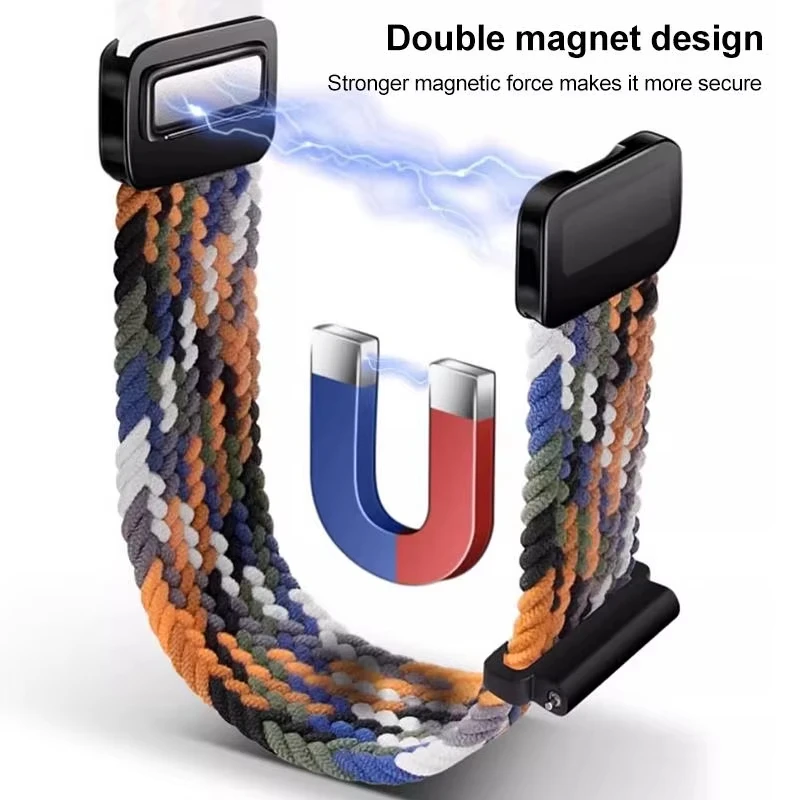 Magnetisches geflochtenes Armband für Redmi Watch 6 5 4, Sportarmband, verstellbarer Ersatzarmreif, Correa, Xiaomi Mi Band 10 Pro 8 Pro/9 Pro Band – Detail 5