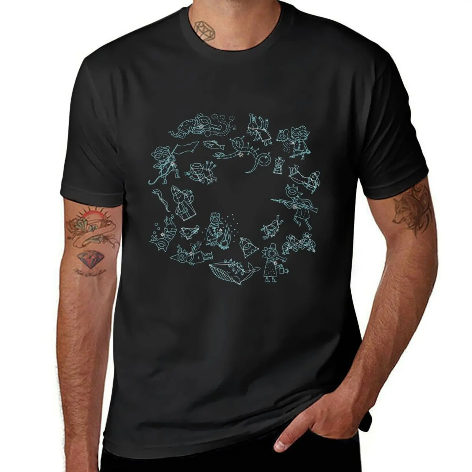 Night in the Woods Constellations T-Shirt hippie clothes quick-drying plain black t shirts men