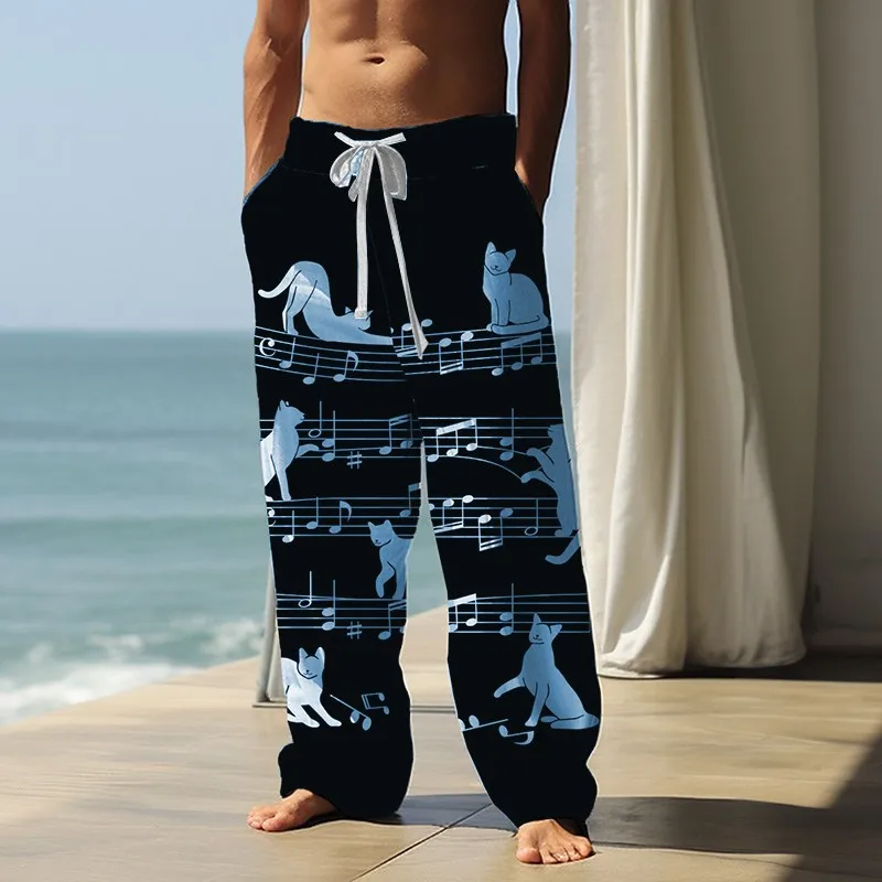 2024 3D Printing High Waisted Commuting Trend, Handsome And Versatile Sports Casual Wide Leg Pants, Loose Casual Pants 4