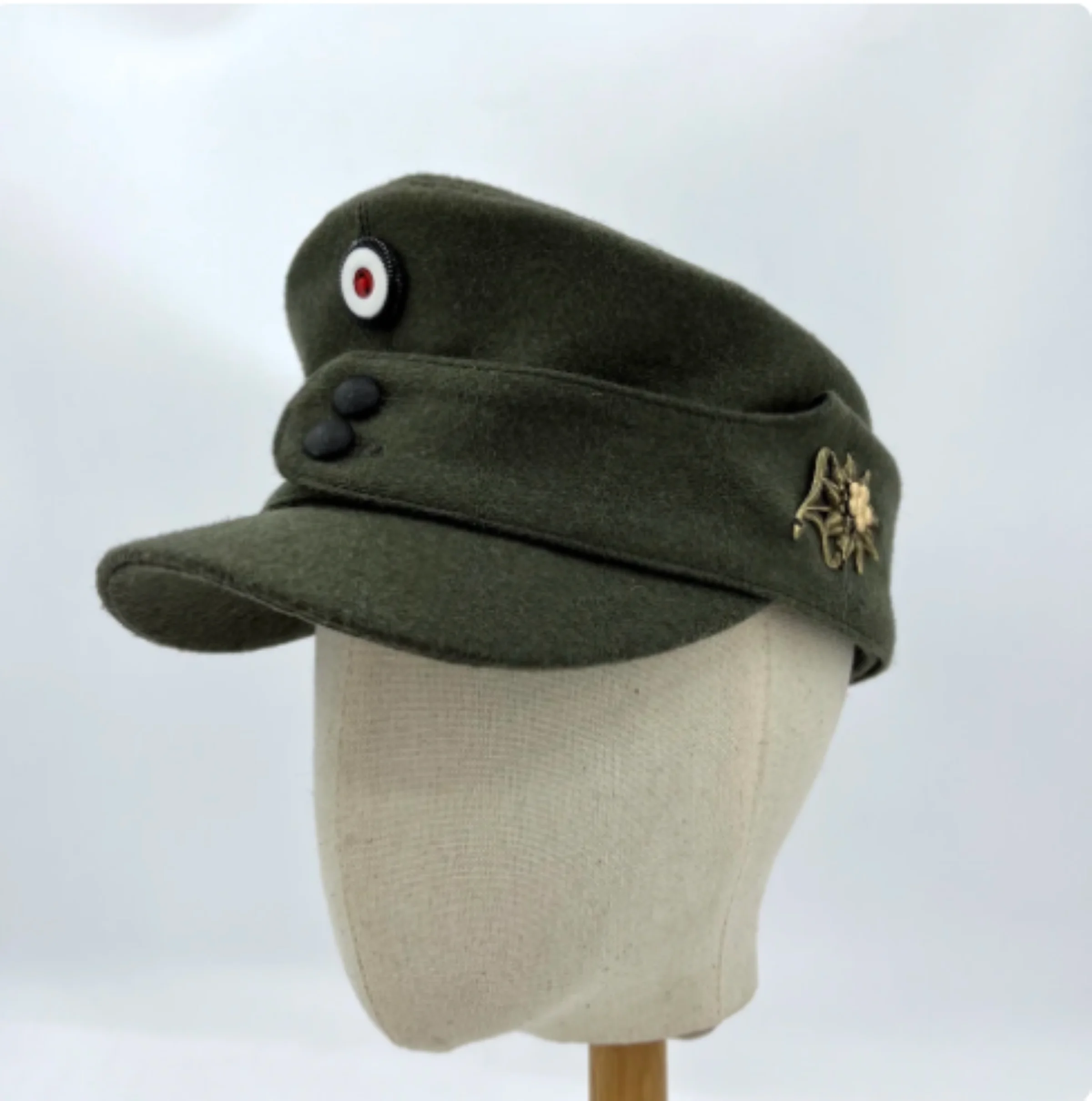 German Army Hat, Winter Cap, Mountain Green, Vintage Officer