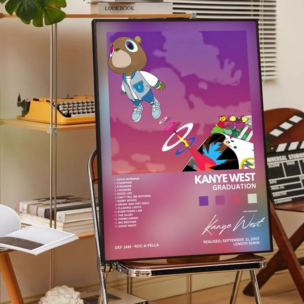 Rapper Hip Hop Pop Singer Kanye West Classic Movie Posters Vintage Room Bar Cafe Decor Stickers Wall Painting vintage posters