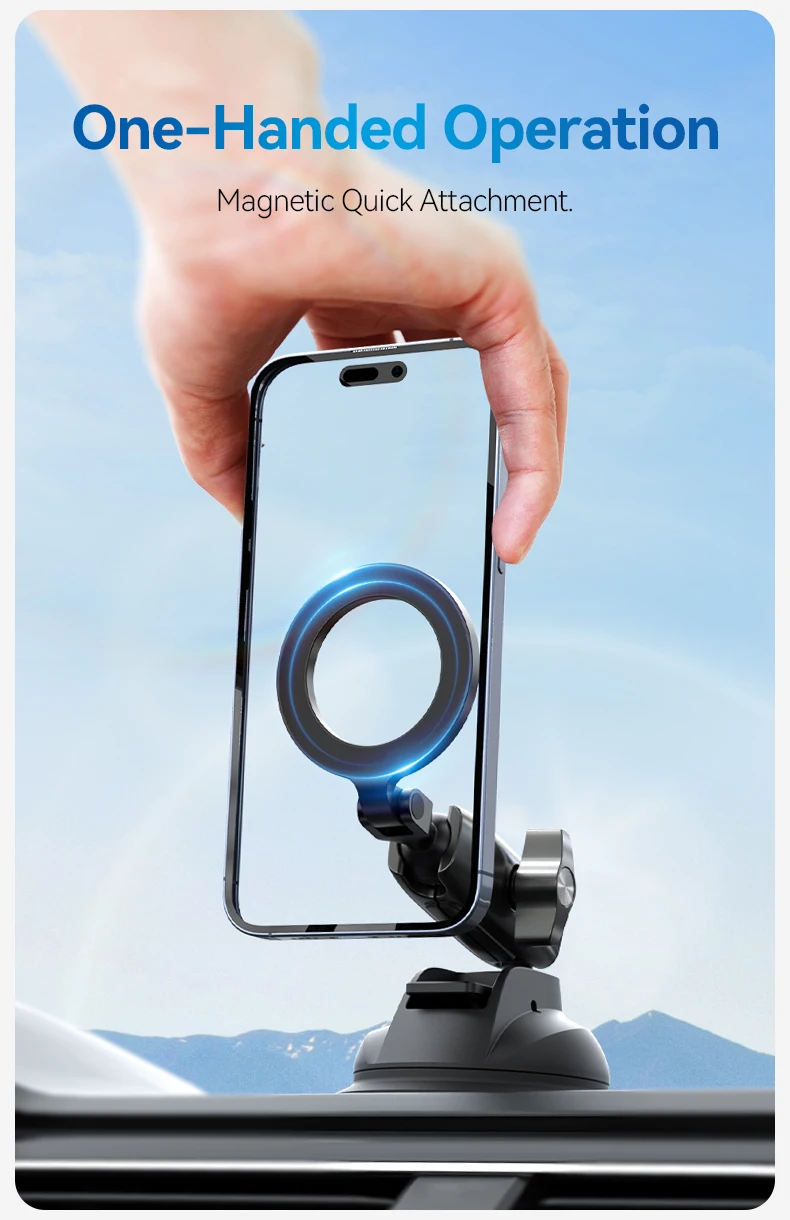 Magnetic Car Phone Holder Suction Cup 360° Adjustable Car Mount Stand For Mobile