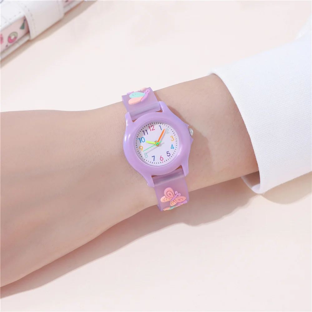 New Fashion Butterfly 3D Pattern Children's Watch Student Regular Daily Study Watch Girls Gift 5