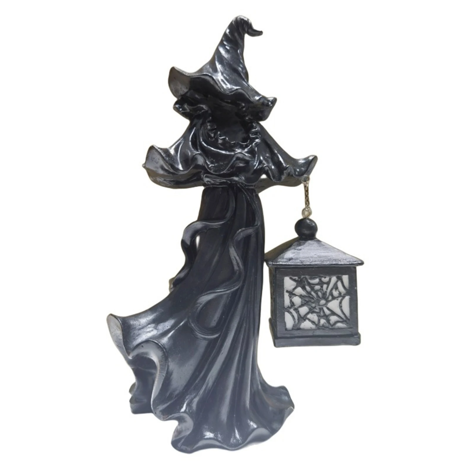 

Hell Messenger with Lantern Vintage Witch Statues Resin Statue for Home Outdoor Party Decor