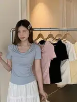 Slim Fit ort Sve Sweet ter One oulder Top for plus Size Women Summer New Arrival Korean Sle Commute Pure Color T-...